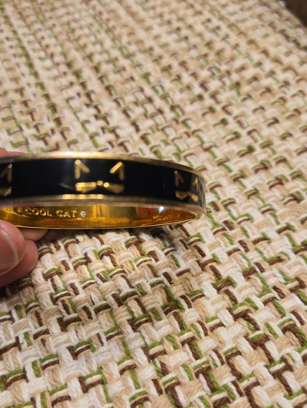kate spade Black and Gold Enamel Bangle Bracelet